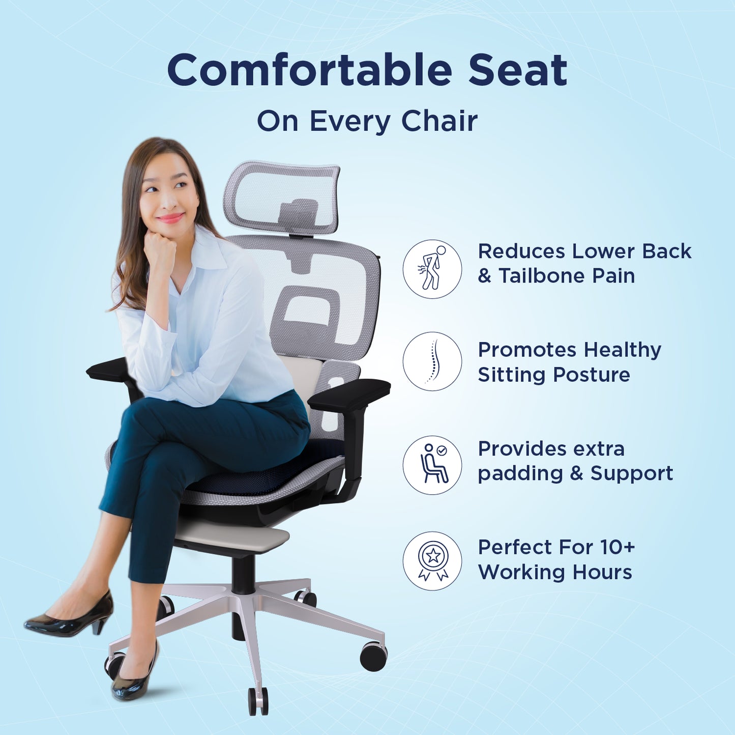 Ergo Seat Cushion for Office Car SmartGRID Comfort The Sleep Company
