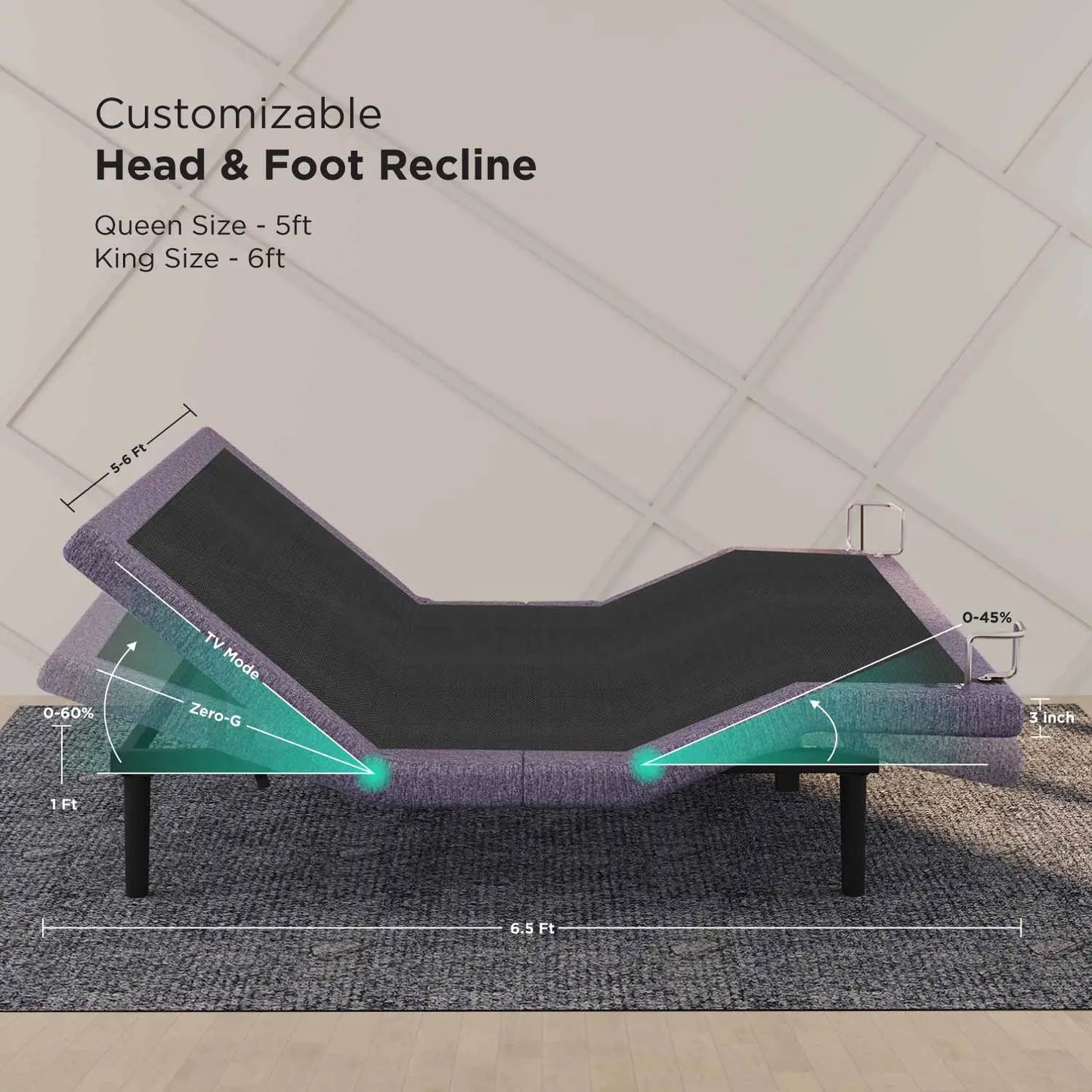 Customizable Head & Foot Recline 