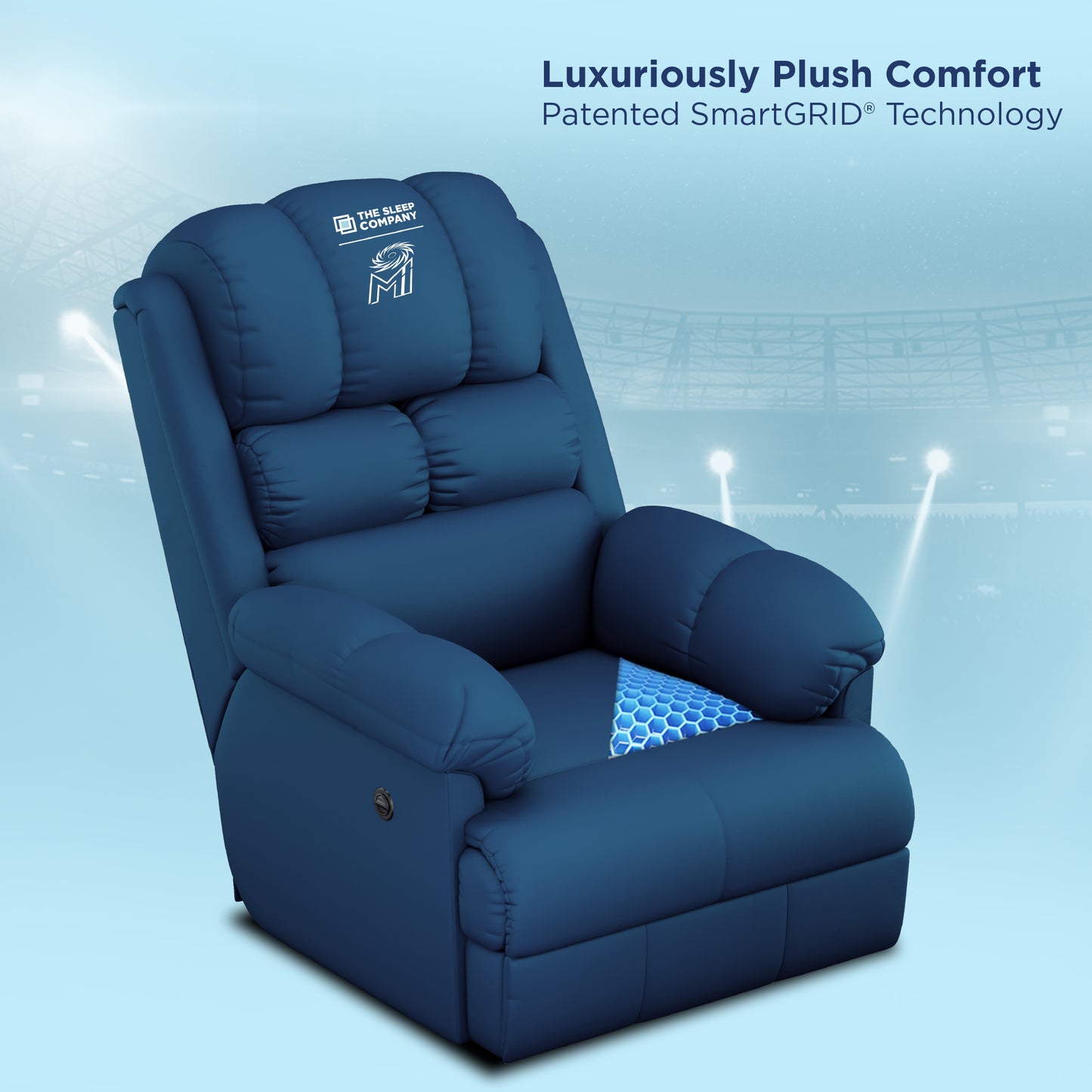 MI Luxe Recliner Sofa Blue