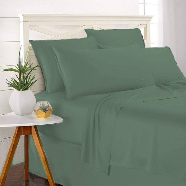 Bamboo Fitted Sheets  Olive Green with pillow