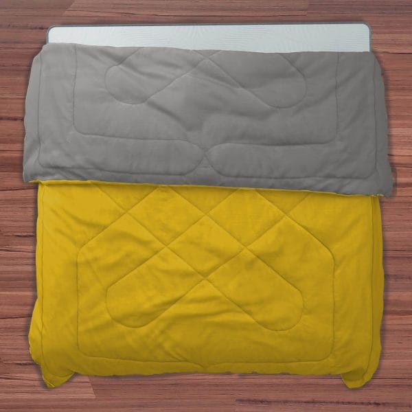 All-Weather Comforter Mustard Yellow & Grey vector view